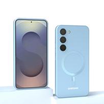 Skirta Samsung Galaxy magnetinis dėklas S25 FE S25 S24 S23 S22 S21 S20 FE S25 Plus S25 Ultra Magnetinis Skystas Silikonas Atsparus Smūgiams Telefonas šviesiai mėlyna