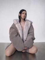 KOSY Women's Grey Faux Fur Hooded Jacket Reversible Winter Coat American Vintage Style Thick Plush Lining Shearling Collar S gray