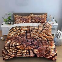 Rustic Wood Pattern Decor Set  Multiple sizes kid's and adults' bedroom Exquisite 3PC bedding set, gift EU Twin 135X200cm&set brown