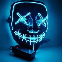 Led Mask Halloween Carnival Christmas Masquerade Party Night Club Luminous Movie Theme Mask The Purge Glowing Cosplay Mask mėlyna