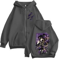 Anime JoJo Bizarre Adventure Kujo Jotaro Zipper Hoodies Men Women Clothing Fashion Casual Zip Up Hooded Sweatshirts Jackets Coat M black