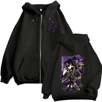 Anime JoJo Bizarre Adventure Kujo Jotaro Zipper Hoodies Men Women Clothing Fashion Casual Zip Up Hooded Sweatshirts Jackets Coat M juoda