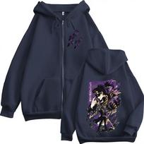 Anime JoJo Bizarre Adventure Kujo Jotaro Zipper Hoodies Men Women Clothing Fashion Casual Zip Up Hooded Sweatshirts Jackets Coat M tamsiai mėlyna spalva