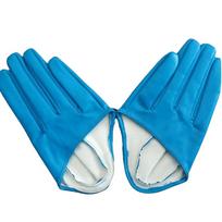 PU Leather Half-palm Gloves Fingerless Patent Leather Gloves Personality Five Finger Mittens  Women mėlyna