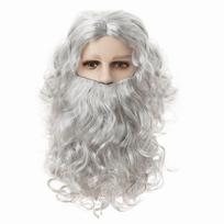 Ilgi Garbanoti Plaukai Kalėdų Senelio Barzdos Perukas Pilnas Rinkinys Barzdos ir Peruko Rinkinys Kalėdų Senelio Barzdos Perukas Cosplay Kalėdų Senelis Style 9 white
