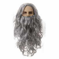 Ilgi Garbanoti Plaukai Kalėdų Senelio Barzdos Perukas Pilnas Rinkinys Barzdos ir Peruko Rinkinys Kalėdų Senelio Barzdos Perukas Cosplay Kalėdų Senelis Style 2 gray