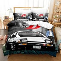 Luxury New 3D Print Initial D AE86 Comfortable Duvet Quilt Cover Pillowcase Bedding Set Children Bedroom Decoration Home Textile 70x133cm 2pcs black