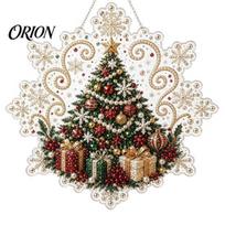 Transparent Snowflake Hanging Tags Christmas Acrylic Pendant with Metal Chain, Double-sided Printed 2D Winter Wonderland Home Party Supplies Pendant, A