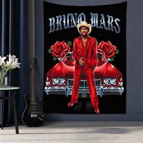 Bruno Mars Tapestry Aesthetic Wall Hanging Printed Fabric Blanket Decorative Tapestries For Bedroom Living Room Home Decor 100cm x 150cm red