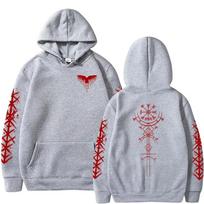 2026 New Norse Vegvisir Symbol Sleeve Print Dark Streetwear Hoodie Men Women Harajuku Hip Hop Punk Soft Sweatshirt Loose Cozy and Versatile S