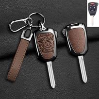Zinc Alloy +Leather Car Key Case For Jeep Wrangler Compass Patriot Liberty Chrysler 300 PT Dodge JCUV Caliber Nitro Accessories E-style 1 Brown black