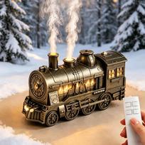 300ml Vintage Steam Train Essential Oil Diffuser with LED Light, Cool Mist Aromatherapy Humidifier with Remote, Waterless Auto-Off, Decorative Locomo gray