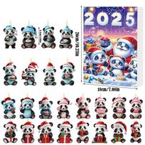 Christmas Panda Advent Calendar With 24 Acrylic Gifting Accessories For Festive Celebration Style B gray