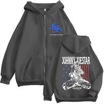 Anime JoJo Bizarre Adventure STEEL BALL RUN Johnny Joestar Zipper Hoodies Men Women Clothing Zip Up Sweatshirt Jacket Streetwear M black