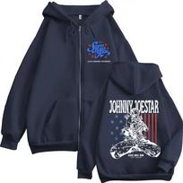 Anime JoJo Bizarre Adventure STEEL BALL RUN Johnny Joestar Zipper Hoodies Men Women Clothing Zip Up Sweatshirt Jacket Streetwear M tamsiai mėlyna spalva