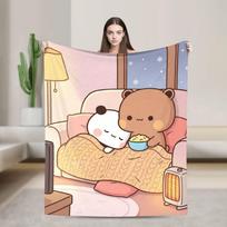 Cartoon Panda Bubu Dudu Flannel Throw Blanket  Blanket for Bed Car Super Warm Quilt 125X150CM