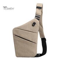 Storage Bag Anti Theft Travel Slim Sling Large Capacity Anti-theft Zipper Closure Adjustable Crossbody for Women Men Shoulder Right chaki