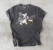 Comfort Colors Corgi Drinking Beer Shirt, Funny Animal Graphic Tee, Silly Sarcastic Corgi Novelty Meme Tee, Corgi Dog Mom Gift M gray