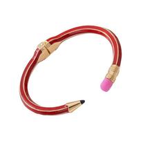 Vibrant Color Enamel Pencil Shaped Bracelet Spring Open Band  Creative Teacher Appreciation raudona