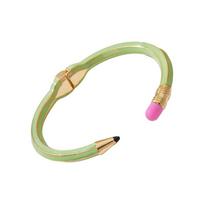 Vibrant Color Enamel Pencil Shaped Bracelet Spring Open Band  Creative Teacher Appreciation žalia