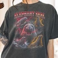 Elephant Seal Shirt, 90s Bootleg Rap Tee, Marine Mammal Graphic T-Shirt, Pinniped Lover Gift S gray