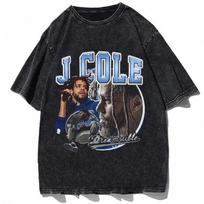 J Cole Graphic T-Shirt Vintage 90s Hip Hop Rapper Oversized Unisex Cotton Tee 110 gray