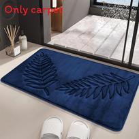 Memory Foam Kitchen Rug With Water Absorption And Anti Slip Surface For Home Decor Leaf Navy Blue,40x60cm