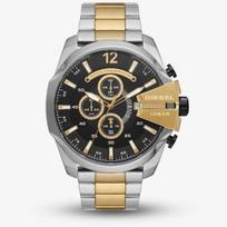 Diesel Men's Mega Chief Quartz Watch Black Dial Stainless Steel 51mm DZ4581 juoda