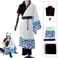 Gintama Anime SakMiGintoki Cosplay Kostiumas, Perukas, Kimono, Viršutinė dalis, Kelnės, Kūnas, Konvencija, Helovinas, Kalėdinis Renginys, Dovana S white