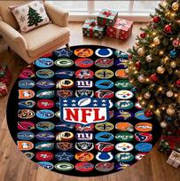 NFL Pattern Round Rug, Indoor/Outdoor Mat, for Picnic, Gameroom, Bedroom, Office, Living Room, Home Decor Carpet, Birthday Gift 80cmx80cm
