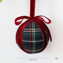 Tartan Check Foam Christmas Ball 8cm Xmas Tree Hanging Decor  New Year Decoration 03