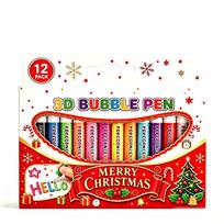 3D Bubble Pen Kids Drawing Set 12 Colors Christmas Gift Box Popcorn Pen Vanishing Magic Ink DIY Art Craft Kit