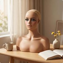 Manikin Head with Shoulders Long-Lasting Realistic Mannequin Bust brown