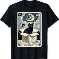 The Hermit Tarot Card Cat in Box Mystic Funny Cat T-Shirt L