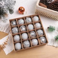 Handmade Sequin Foam Christmas Ornaments Set, 16-Piece for Home Tree Decoration 6 cm sidabras