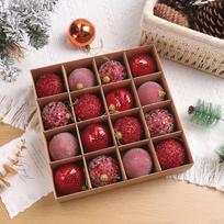 Handmade Sequin Foam Christmas Ornaments Set, 16-Piece for Home Tree Decoration 6 cm raudona