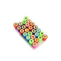 Cartoon Children Arithmetic Seal Self-ink 26pcs Alphabets Letters Round Stamp Creative   Gifts letters yellow