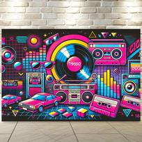 One vintage 1980s party backdrop banner - Vibrant photography backdrop with tape 59×39inch/150*100cm pink