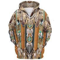 2025 Ethnic Indian Elements 3D Print Sweatshirt Hoodie M beige