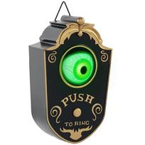 Halloween decoration, doorbell with horror eye, sound & touch sensor, movable, green light auksas/juoda
