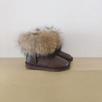Winter snow boots women's fox hair low tube cowhide plush warm light women's boots boots 40 gray
