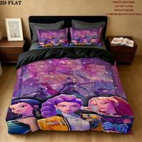 Kpop Demon Hunters Pattern Bedding Quilt Set Quilt Cover Pillowcase Home Birthday Gift(1 * duvet cover + 2 * pillowcase, without core) 200x220cm
