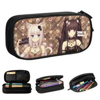 Chocola Vanilla Sexy Gir Pencil Case Fun Japanese Anime Nekopara Pen Holder Bag Girl Boy Big Capacity School Supplies Pencil Box 21x10.5x5cm gray