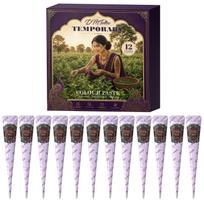 12PCS Waterproof Henna Body Paint Paste Hand Wrist Arm Temporary Tattoo Cone Gel Kit Long Lasting Natural Plant Extract Body Makeup Paste Henna Paste (12pcs/set) kaštoninė