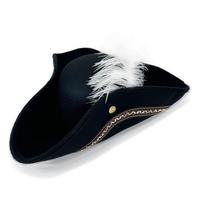 Feather Tricorn Hat Lace Trim Pirate Costume Hat Vintage Pirate Hat  Halloween Style B