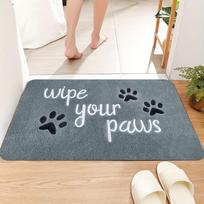 1 pc,  Wipe Your Paws  Welcome Mat, Large Rectangular Polyester Doormat, Non-Slip, Indoor/Outdoor Dog-Friendly Entryway Rug 40X60CM gray