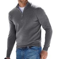 Men's Quarter-Zip Knit Sweater with Mock Neck and Long Sleeves - Lightweight Slim Fit Casual Pullover Top for Everyday Layering XXXL black