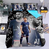 Football theme Neymar Bedding Set  Boys' down Duvet Cover Pillowcase Multi Size Bedding Decoration, Machine Washabl 135X200CM-2PCS black