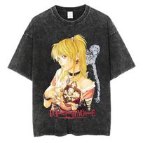Vintage Harajuku Washed T-shirts, Death Note Graphic Print T-shirt, Cotton Streetwear Oversized 532 3XL black