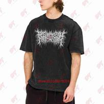 Peeling Flesh Retro American Vintage Washed Tee Pure Cotton T-Shirt S black